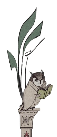 Decorative owl reading