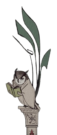 Decorative owl reading